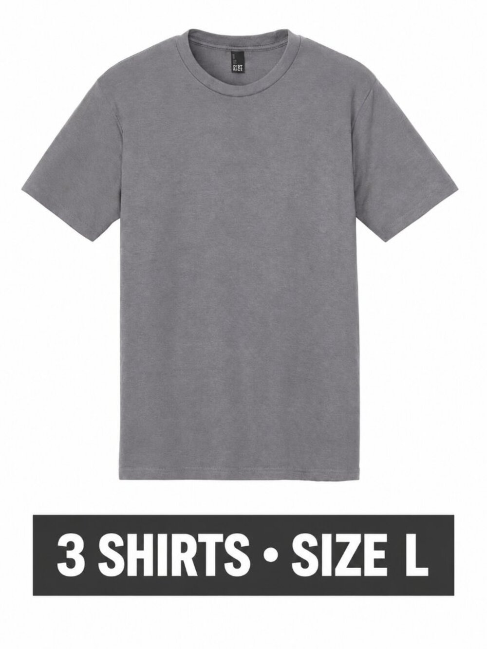 3 District Perfect Tri Tees Storm Cloud Large DM130 New